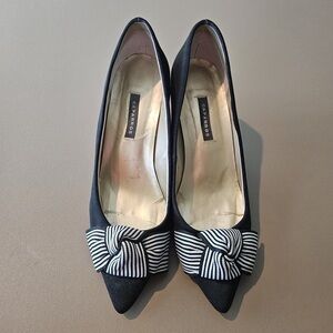 Caparros Striped Bow Black Heels